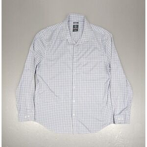 Bluffworks Meridian Button Up Shirt Mens Lrg Blue Plaid Classic Fit Long Sleeve